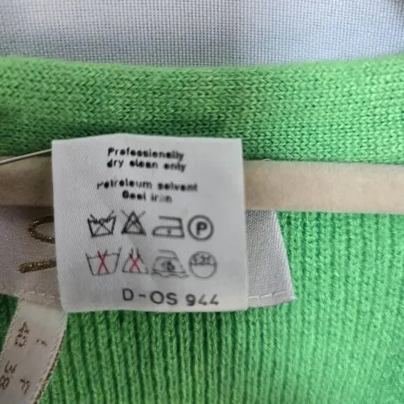VTG Genny Maglia Cardigan Woman Small Green Wool Blend Heavy Knit Made in‎ Italy